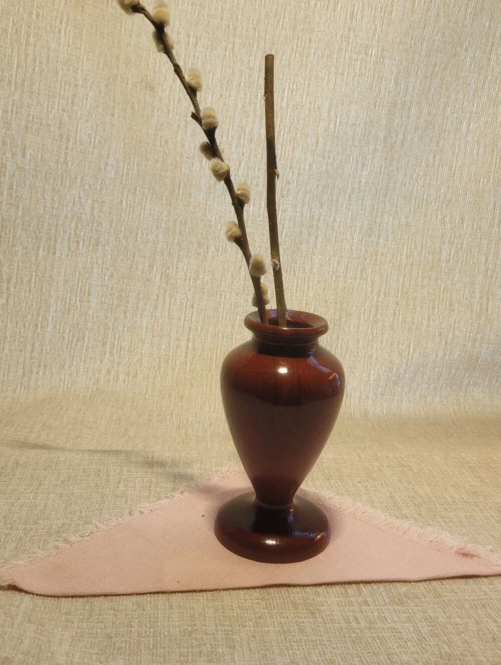 Vintage Spanish Hand-Turned Wood Bud Vase – Artesanía de Guipúzcoa Basque Art